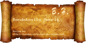 Bendekovits Henrik névjegykártya